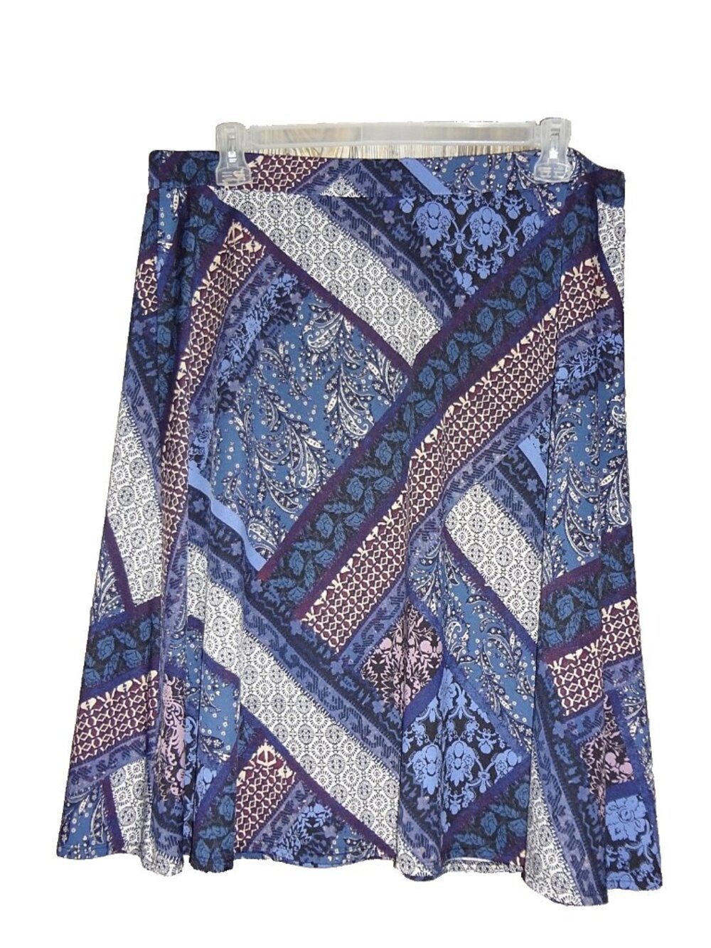 Christopher & Banks Skirt Sz XL Blue Mixed Media Patchwork Boho Hippie